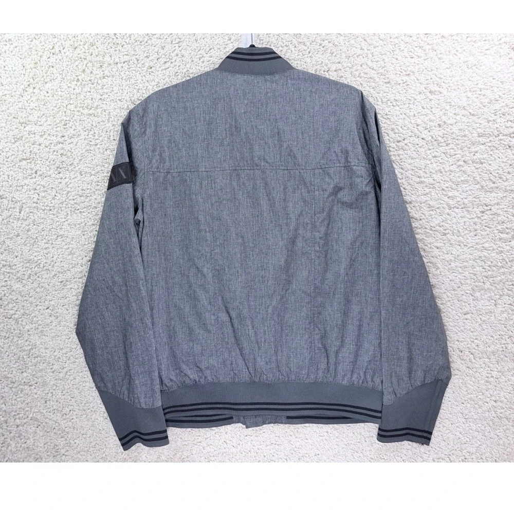 Armani Exchange Bomber Jacket Mens Medium Grey Excellent Full Zip Logo Patch